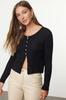 Women's Elegance Style Cardigan Black Button Detailed Knitwear Cardigan