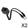 2xProfessional RJ9 4P4C Female To 3.5mm Male Adapter Cable Headphone Telephone Splitter ,