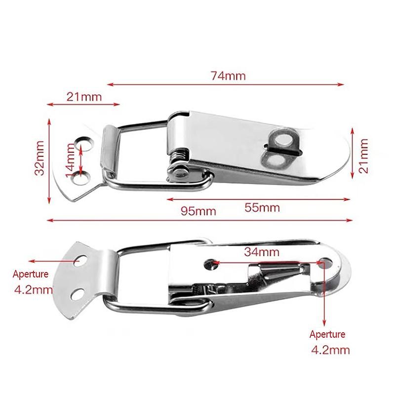 Loaded Draw Toggle Clamp Hasps Latch Catch Duck-Mouth Buckle Hook Wooden Box Hasps Clamp Metal Spring Catch Clasp