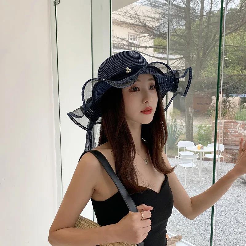 Straw Hat Women's Seaside Beach Hat Summer Temperament All-match Fashion Sun Hat Sunscreen Anti-ultraviolet Sun Hat