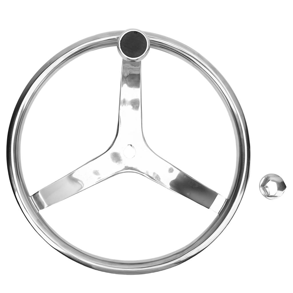 Stainless Steel Boat Steering Wheel 3 Spoke 13 1 2 Inch Dia. Marine Steering Wheel for 3 4 Inch Tapered Shaft with 5 8