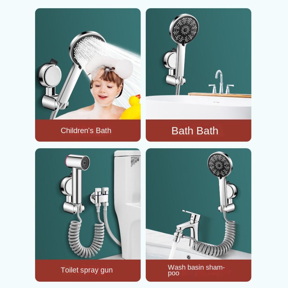 New Unique Horizontal Setting Suction Cup Handheld Shower Head Holder Large Shower Head Supports Relocatable Wall Mounted