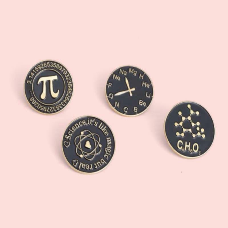 3cm For Teachers Student Black Letter Symbol Brooches Pin Periodic  Table
