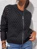 2025 Европейская и Американская Женская Повседневная Мода Ажурная Вязаная Куртка на Молнии
