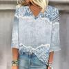 Women's Shirt Blouse Casual Loose Shirts  3/4 Sleeve  Print  V Neck Tops Print  Tops T-shirts Tee