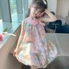 Baby Girl's Sleeveless Dress With Floral Design Sweet Children's Dress