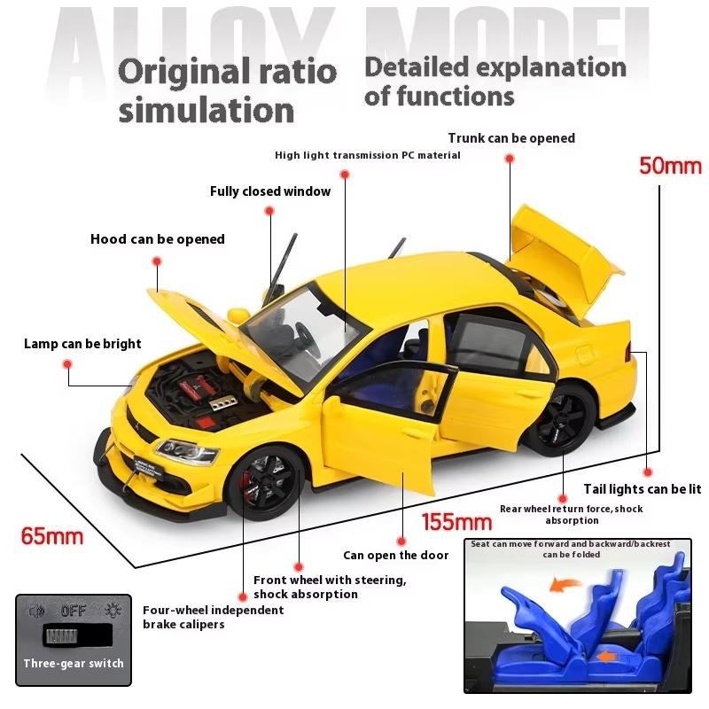 New Simulation 1:32 Sound and Light Pull Back Car Model Shock Absorption Steering Three-speed Switch Children's Toy Gift Boy Gift Trendy Ornaments
