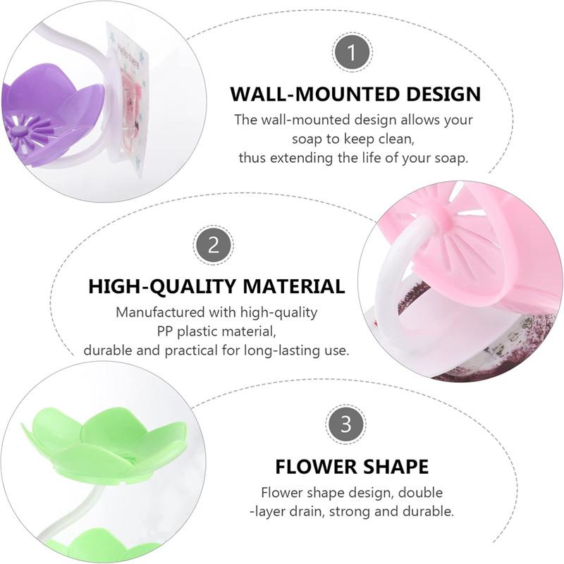 Creative Lotus Flower Soap Box 2 Tier Serving Tray Utensil Holders Suction Wall Tray Floral Soap Dish Shelf Holders Soap Holder