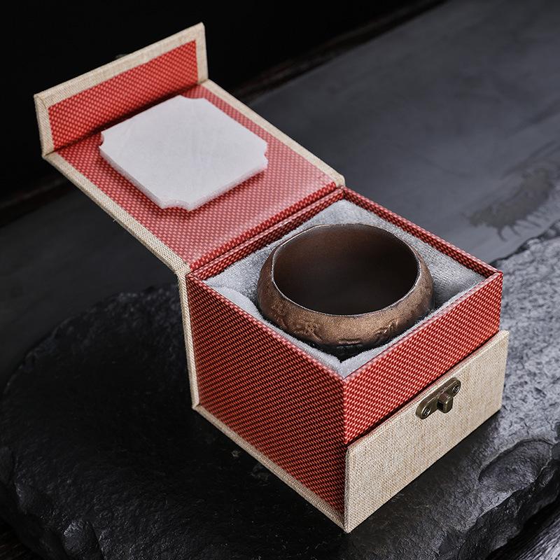 1PC Retro Coarse Pottery Master Cup Heart Meridian Cup Gilt Iron Glaze Old Rock Mud Tea Cup Jianzhan Kung Fu Tea Set Tea Cup
