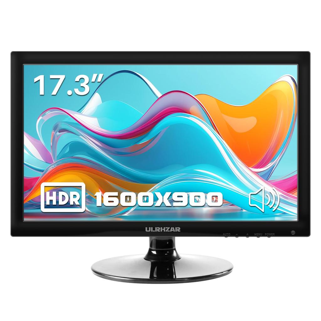 Ulrhzar Mobile Monitor Inch 60Hz 1600x900 FHD Large Screen Gaming Monitor Laptop Screen Extender Dual Speakers HDMI Second Monitor CCTV Security