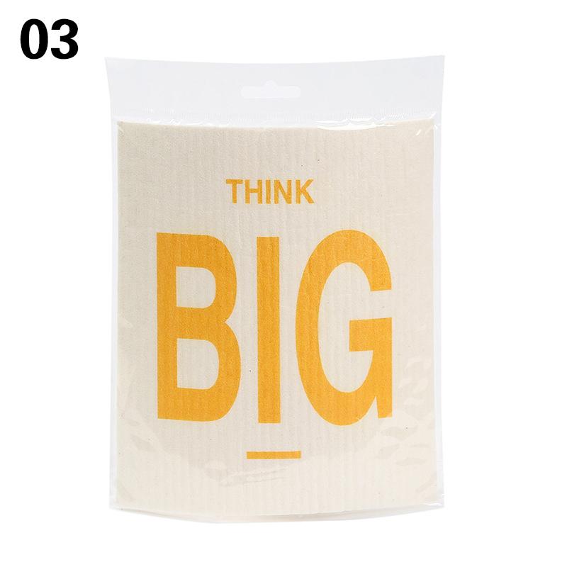 1PC Kitchen Printed Absorbent Dishcloth Cellulose Cleaning Cloths Wet Dry Household Rag Reusable