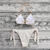 2 Pcs/Set Women Swimsuit Set Three-point Lace-up Halter Neck Bathing Suit Padded