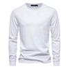 TrendHub Solid Color Cotton T Shirt Men Casual O-neck Long Sleeved Mens Tshirts Spring Autumn High Quality Basic T-shirt Male