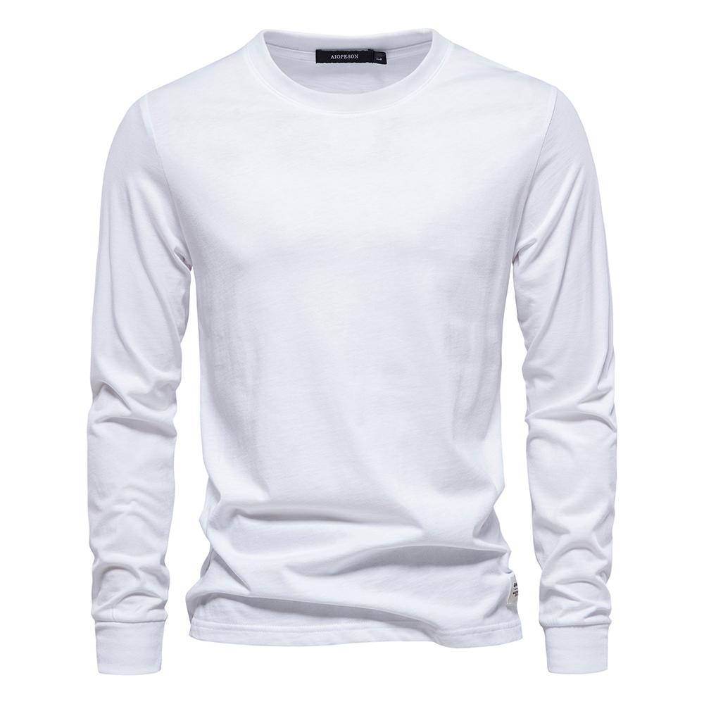 TrendHub Solid Color Cotton T Shirt Men Casual O-neck Long Sleeved Mens Tshirts Spring Autumn High Quality Basic T-shirt Male
