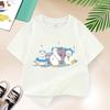 Summer Kids Playing Duck T-shirt Purple Print Girls Tshirt Children Short Sleeve T Shirt Fashion Casual Cotton Tee Clothes