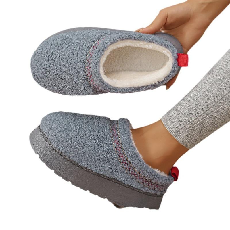 New Women's Plush Warm Thick-soled Cotton Slippers Winter Comfortable Closed-toe Women's Home Non-slip Thick-soled Slippers
