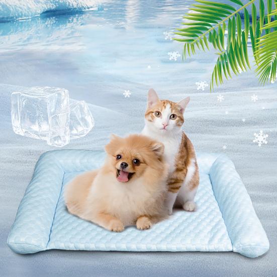 Pet Cooling Mat Dog Ice Silk Cooling Pad Washable Sleeping Mat Summer Dog Bed with Raised Edges for Cats Hot Days Use