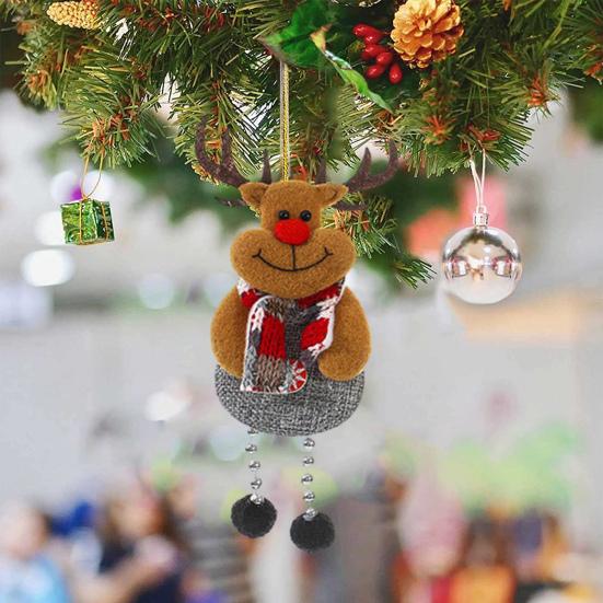 Рождественские подвесные украшения, ткань с изображением оленей, 3D Санта-Клаус, снеговик, медведь, кукла, помпон на ноге, милая ручная работа