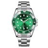 Men's Green Water Ghost Watch, Fashionable Steel Belt Quartz Timepiece
