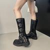 Thigh Boots Autumn New Round Toe Metal Buckle Platform Sleeve Platform Heightened Retro Tall Knight Boots