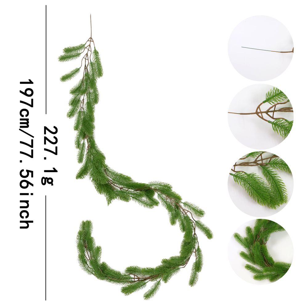 Real Touch Artificial Pine Garland 2M Winter Pine Garland Faux Greenery Garland Fireplaces