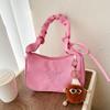 Cute Embroidered Bowknot Butterfly Shoulder Bag Women Pleated Handbag Half-moon Underarm Bag Fashion Oxford Nylon Bow Tote Bag