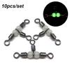 10Pcs Durable Luminous Splitter Brass Barrel Ring Rolling 3 Way Trident Fishing Pin Line Connector