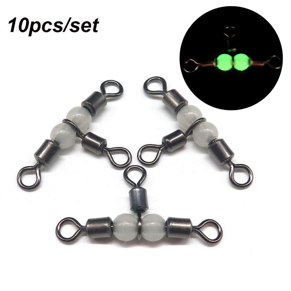 10Pcs Durable Splitter Luminous Wivels Bearing Fishing Pin Line Connector Trident 3 Way Ring Rolling