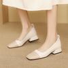 Women Pumps Square Toe Chunky Mid Heels Mixed Colors Concise Design Ladies Fashion Casual Shoes Spring Autumn Beige 43