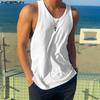 Men Sleeveless Solid Color Vest Summer Holiday Beach Loose Tank Tops