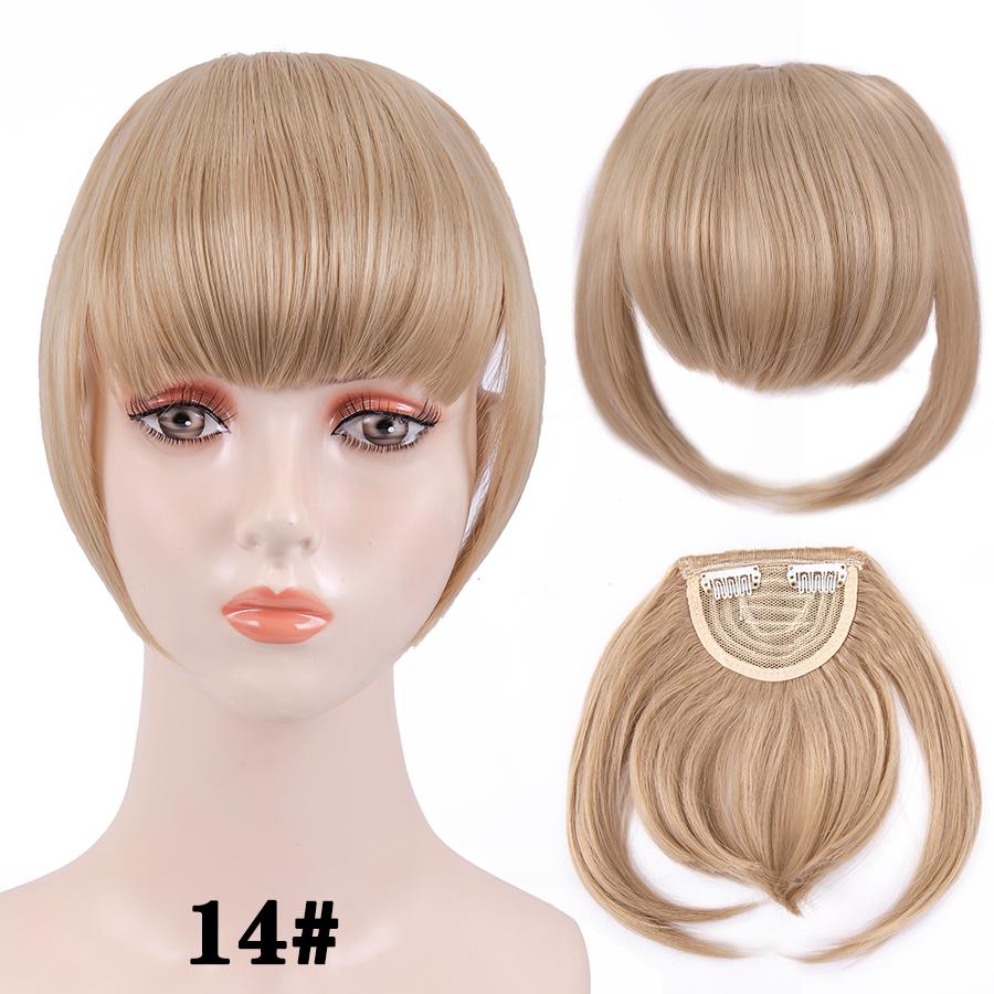 Fringe Bangs Synthetic Hair Extensions Clip In Bangs 6 Inch Short Straight Hairpiece Front Neat Bang Two Side Blonde