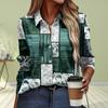 Animal Green Square Print Women Blouse Spring Autumn Chemise Femme Office Lady Button Up Turn Down Collar Shirts Ladies Blouses Femme
