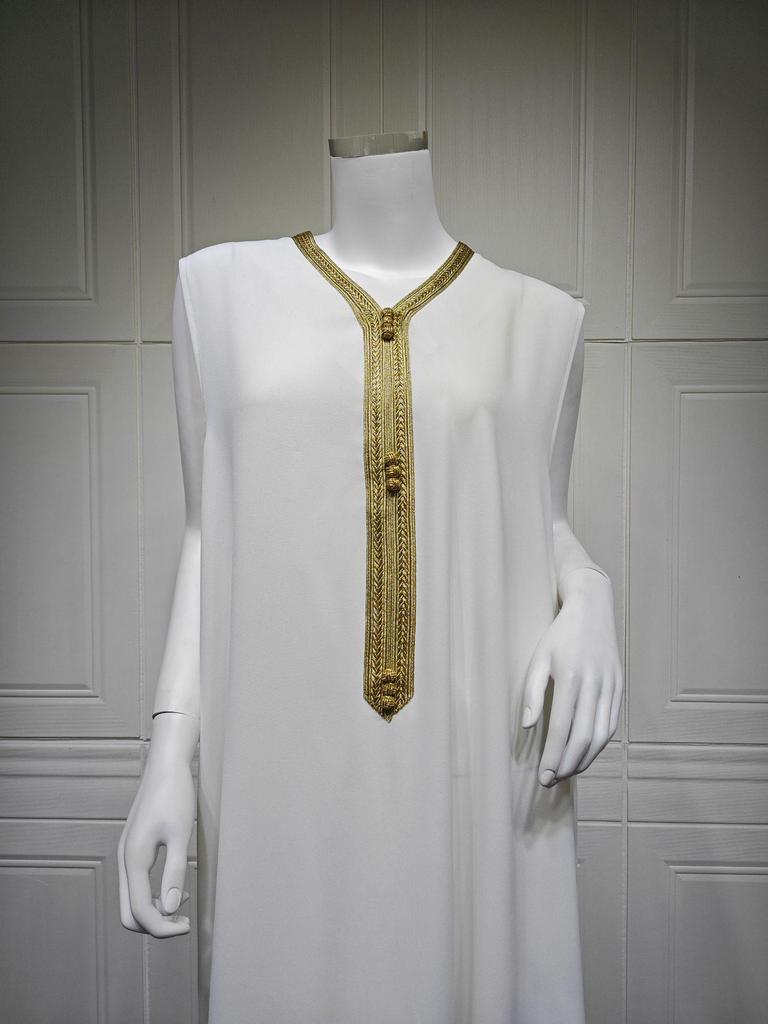 AB454 Women's Plus Size Dubai Chiffon Abaya Set - Three-Piece Middle Eastern Cardigan Long Dress with Hot Stamping