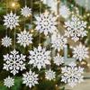 36pcs White Snowflake Ornaments for Christmas Tree, Plastic Glitter Snowflakes Decorations, Snowflake Christmas Ornaments for Tree