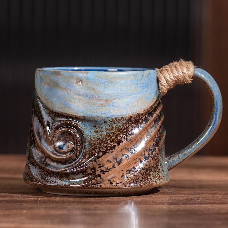 Creative Coffee Cup Coarse Pottery Water Cup Retro Supply Niche Ceramic Cup Japanese Ceramic Special-Shaped Cup