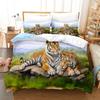 3D Fierce Beast Bedding Set Tiger Print Duvet Cover Pillowcase 2/3 Pieces AU180 * 210 Full Size Soft Zippered Home Textile