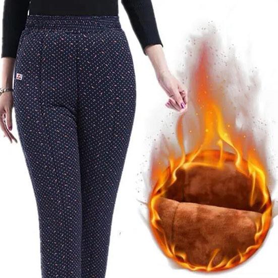 WTEMPO Women's Winter Cotton Pants Plush Thickened High Waist Warm Pants Female Winter Large Size Loose Casual Cotton-padded Trousers