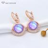 Trendy Elegant Cubic Zirconia Eardrop Colorful Round Crystal Drop Earrings For Women Girl Luxury Wedding Fashion Jewelry Gift Anti-allergy