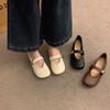 Retro Square Head Mary Jane with Flat-soled Single Shoes Women's Shoes 2025 Spring and Summer New Soft-soled Doudou Small Leather Shoes