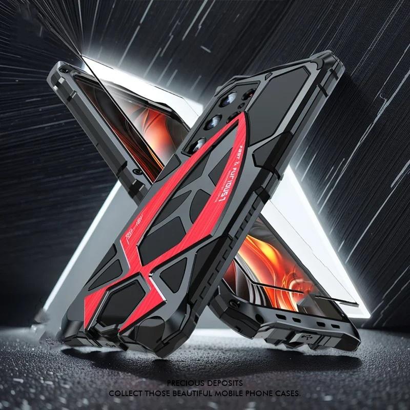 Metal Shock-Absorbing Armor Phone Case for Samsung Galaxy S24Ultra S23Ultra S22Ultra Shell for Samsung A52 A72 Metal Phone Cover