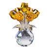 Yousheng Faux Crystal Rose Flower Ornament Handmade Bouquet Figurine Mini Flower Vase Decoration Wife Girlfriend Women Wedding Anniversary Birthday