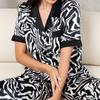 Women's Summer Pajamas Set New Simulation Silk Zebra Pajamas Homewear Women's Short-Sleeved Trousers Pajamas Homewear Set