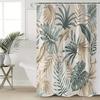 Tropical Plant Pattern Design Spring Bathroom Curtain Digital Printing Polyester Waterproof Shower Curtain No Drilling Required