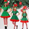 Christmas Elf Costume For Girls Women Family Matching Clothes New Year Outfit Ladies Santa Claus Cosplay Hat Women Dress Costumes Set
