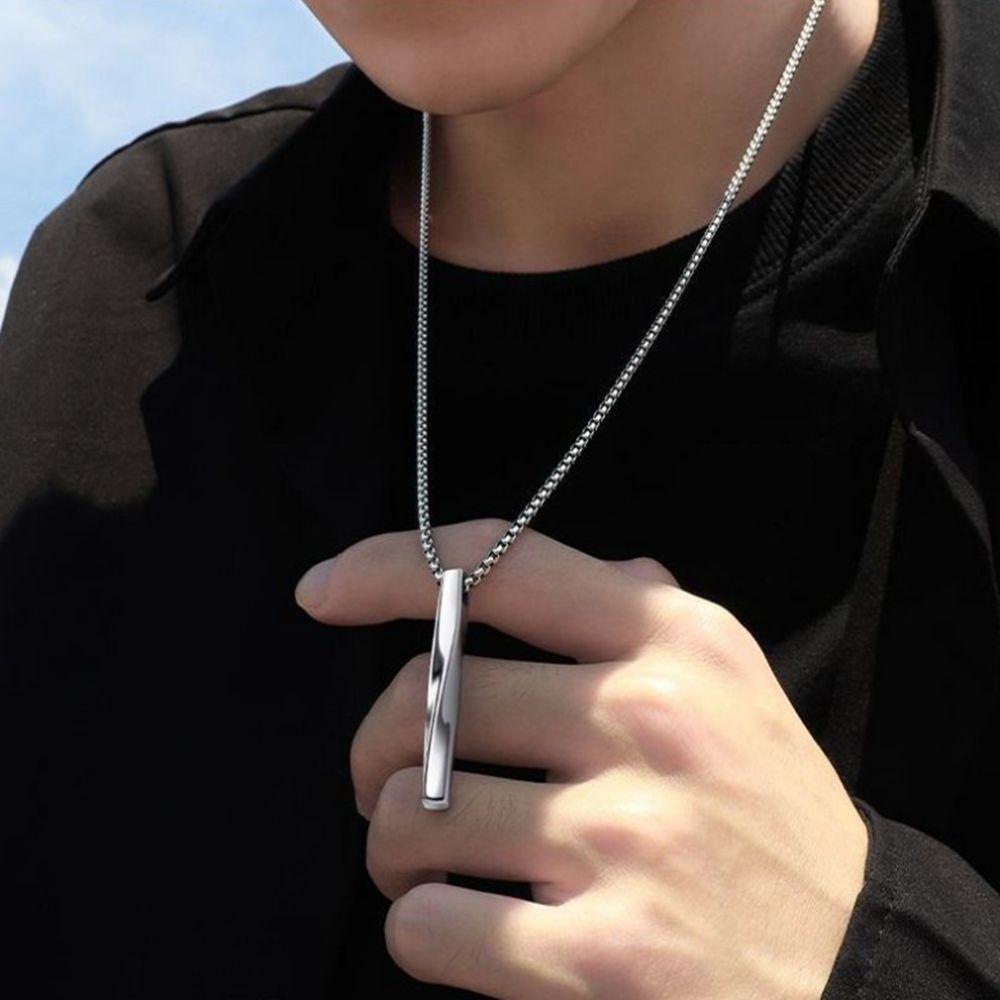 Cool Personality Alloy Pendant Necklaces Chain Jewelry Vertical Bar Straight Necklace