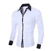 Patchwork Turn-down Collar Men Shirt Top Long Sleeve Buttons Closure Business Shirt Male Clothing
