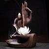 Indoor Desktop Ceramic Feng Shui Crafts Buddha Hand Backflow Incense Burner Zen Garden Decor Incense Holder Oke Waterfall