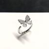 925 Sterling Silver Exquisite Butterfly Diamond Ring – Elegant and Adjustable for Women