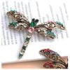 [R7291] - Designer Brooch 'Dragonfly' Green Pink Gold - 60x45 Mm