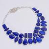 Beautiful Top Grade Qualite 100% Natural Lapis Lazuli Ethnic Style Handmade Jewelry 925 Steling Silver Plated Necklace 21" WSJ-4795